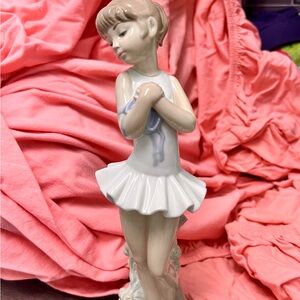 Porcelain Ballerina Figurine in White and Cream